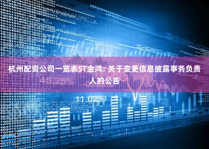 杭州配资公司一览表ST金鸿: 关于变更信息披露事务负责人的公告